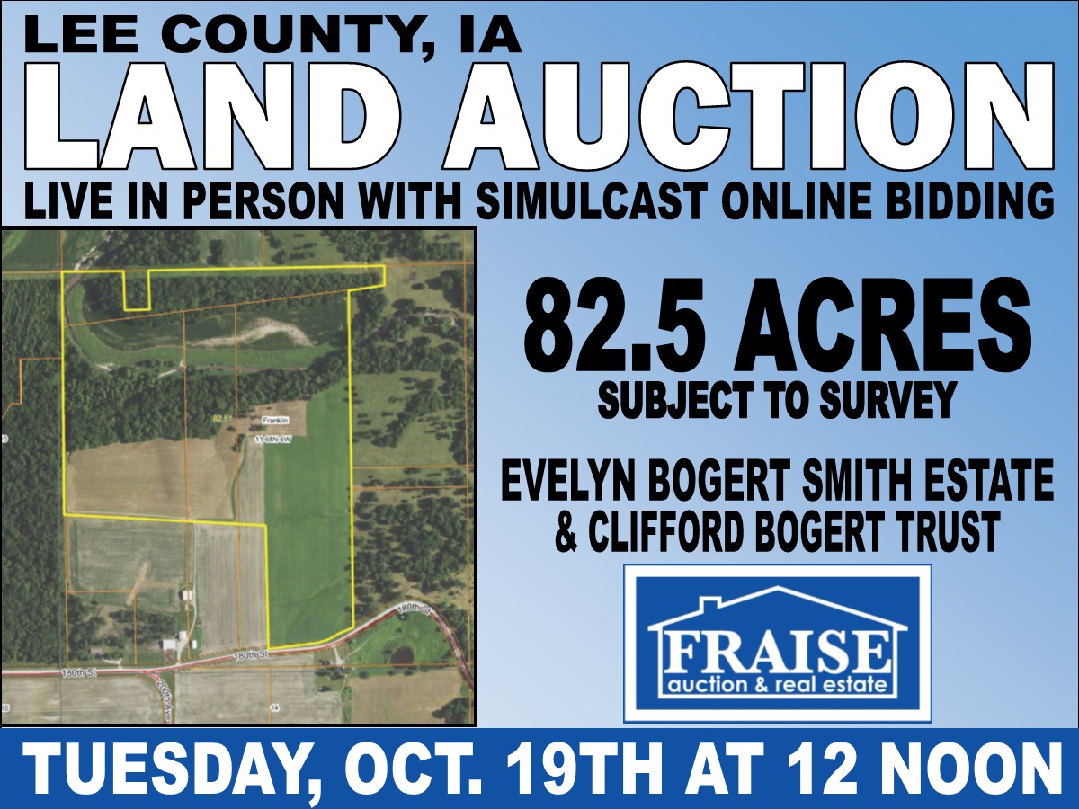 LEE COUNTY, IA LAND AUCTION Fraise Auction & Real Estate