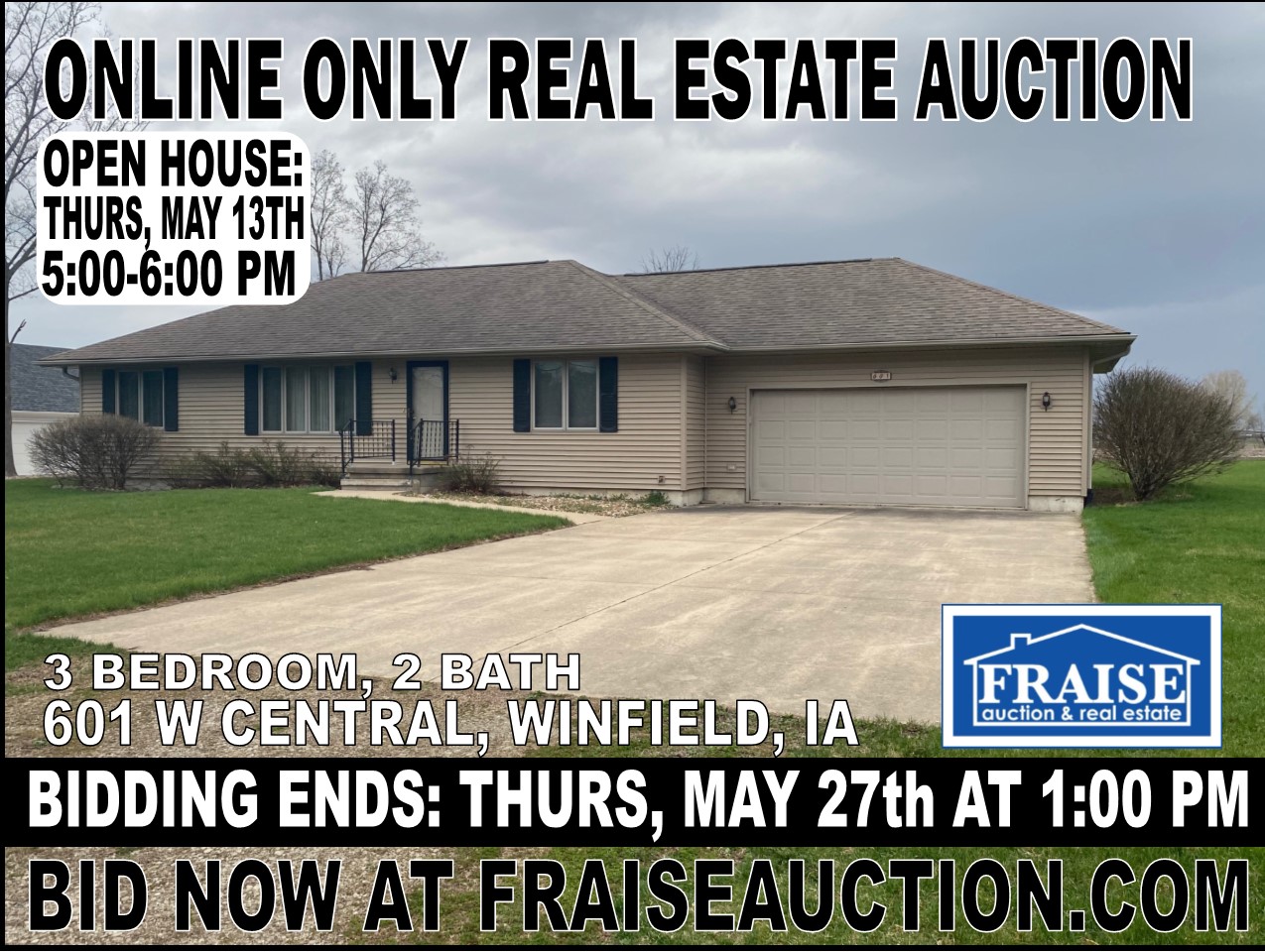 Online Only Real Estate Auction Winfield, IA Fraise Auction & Real